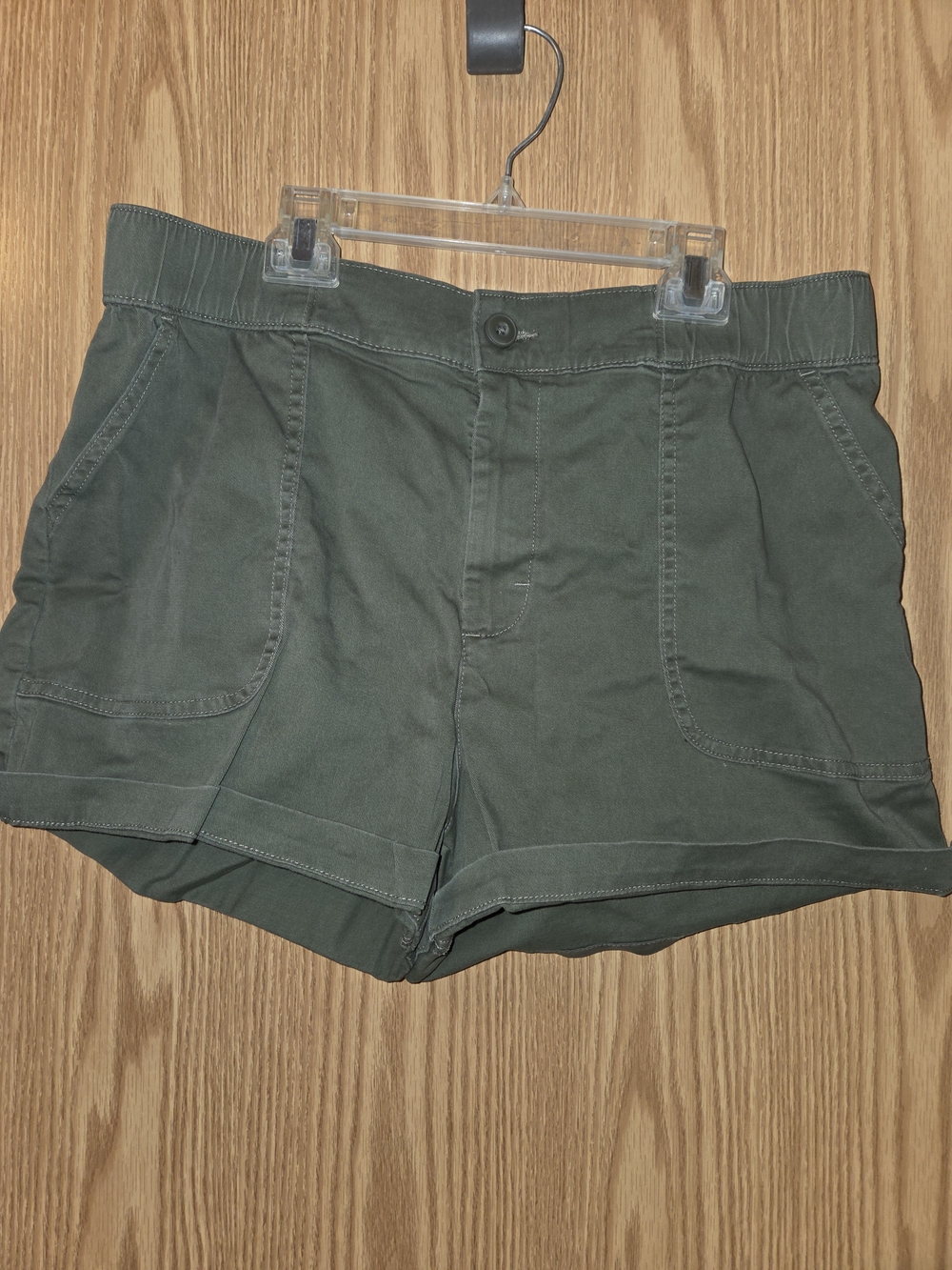 Lee Dark Olive Green Cotton Casual Shorts